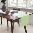 Happy Flower 60s Retro Vibe Light Blue Light Green White Table Runner Gallery Image 2