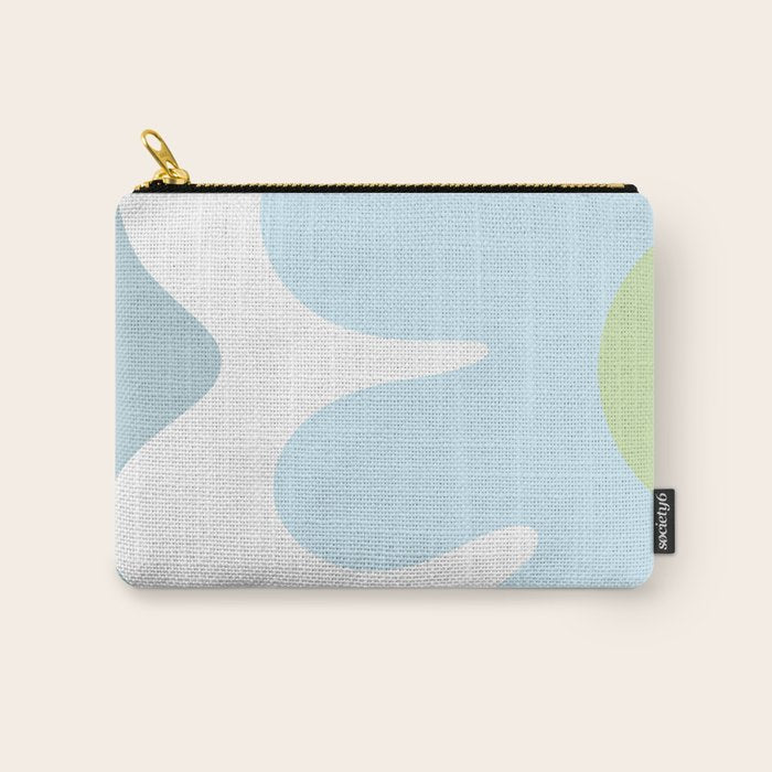 Happy Flower 60s Retro Vibe Light Blue Light Green White Carry All Pouch Gallery Image 1