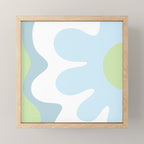Happy Flower 60s Retro Vibe Light Blue Light Green White Mini Art Print Gallery Image 1