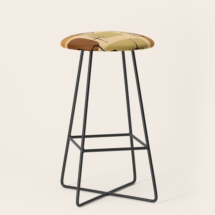 Mid Century Modern Sputnik Cards Ochre Brown Stool Gallery Image 1