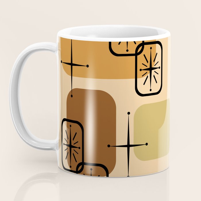 Mid Century Modern Sputnik Cards Ochre Brown Coffee Mug Gallery Image 3