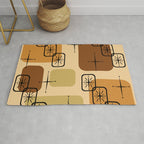 Mid Century Modern Sputnik Cards Ochre Brown Rug Gallery Image 1