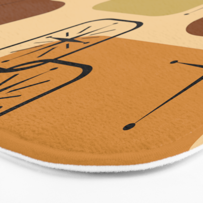 Mid Century Modern Sputnik Cards Ochre Brown Bath Mat Gallery Image 3