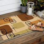 Mid Century Modern Sputnik Cards Ochre Brown Outdoor Rug Gallery Image 2