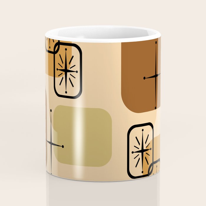 Mid Century Modern Sputnik Cards Ochre Brown Coffee Mug Gallery Image 4