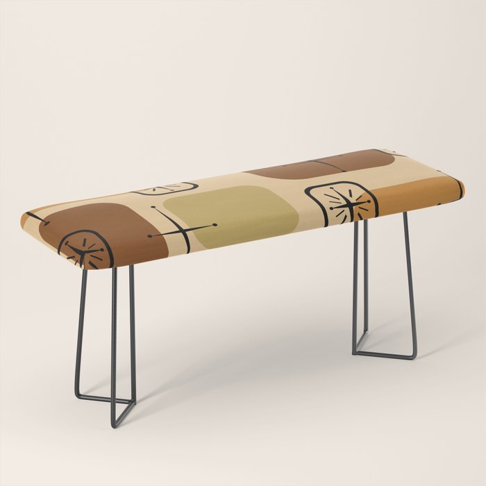 Mid Century Modern Sputnik Cards Ochre Brown Bench Gallery Image 1