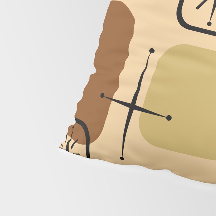 Mid Century Modern Sputnik Cards Ochre Brown Pillow Sham Gallery Image 4