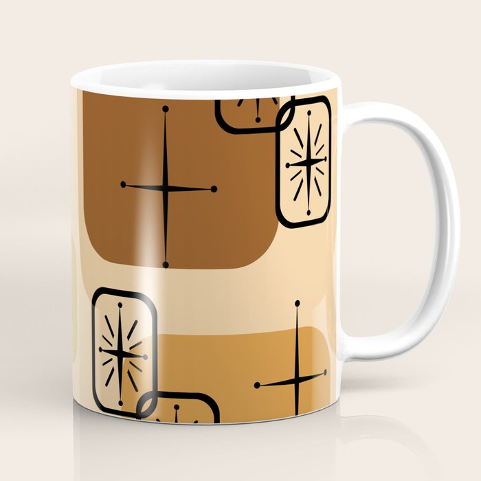 Mid Century Modern Sputnik Cards Ochre Brown Coffee Mug Gallery Image 1