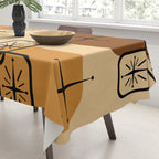 Mid Century Modern Sputnik Cards Ochre Brown Tablecloth Gallery Image 3