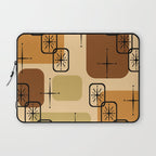 Mid Century Modern Sputnik Cards Ochre Brown Laptop Sleeve Gallery Image 1
