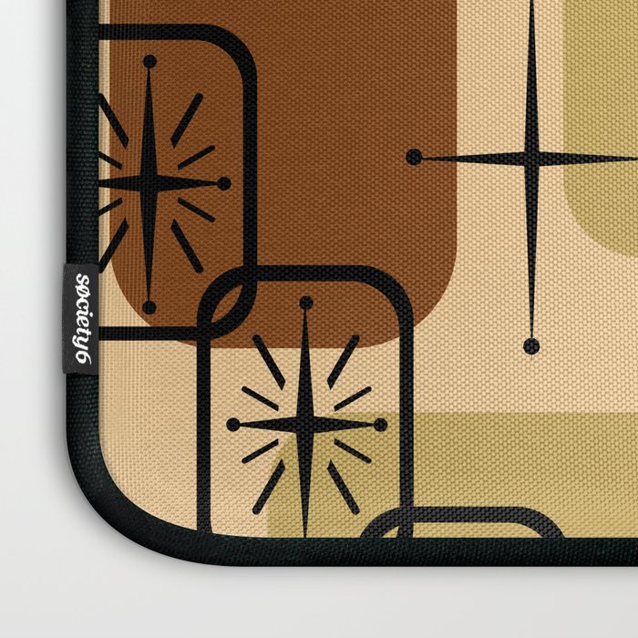 Mid Century Modern Sputnik Cards Ochre Brown Laptop Sleeve Gallery Image 3