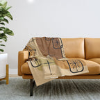 Mid Century Modern Sputnik Cards Ochre Brown Throw Blanket Gallery Image 1