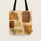 Mid Century Modern Sputnik Cards Ochre Brown Tote Bag Gallery Image 1