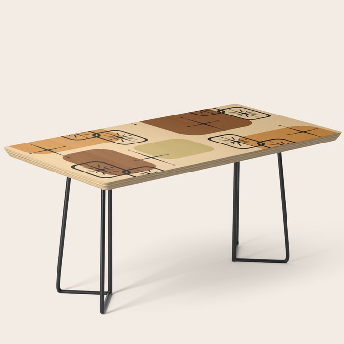 Mid Century Modern Sputnik Cards Ochre Brown Coffee Table Gallery Image 1
