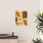 Mid Century Modern Sputnik Cards Ochre Brown Poster Gallery Image 2