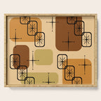 Mid Century Modern Sputnik Cards Ochre Brown Serving Tray Gallery Image 1