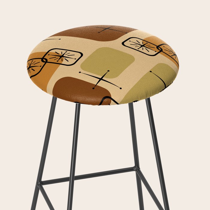 Mid Century Modern Sputnik Cards Ochre Brown Stool Gallery Image 2