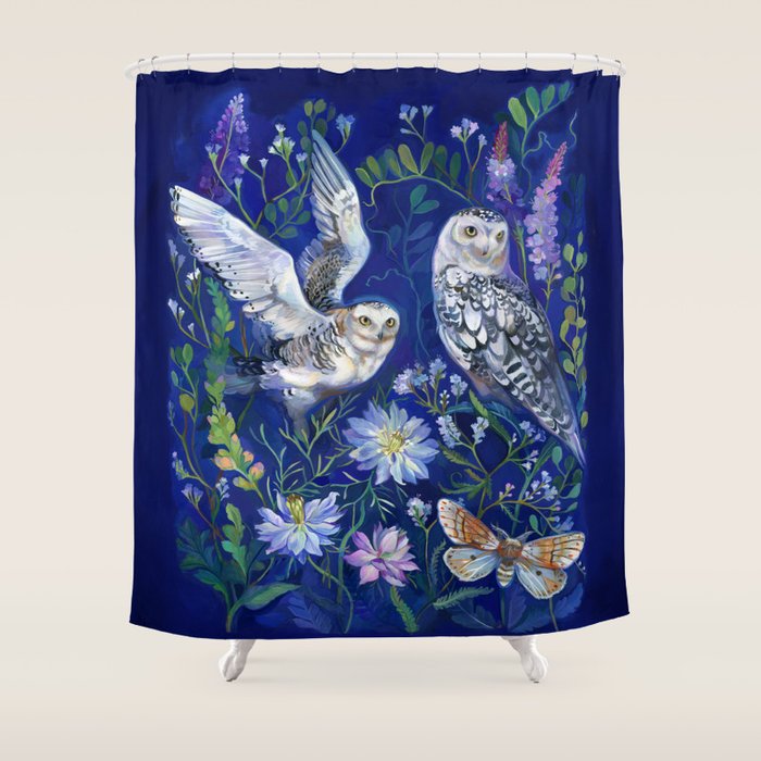 Flower Garden Owls Shower Curtain Gallery Image 1