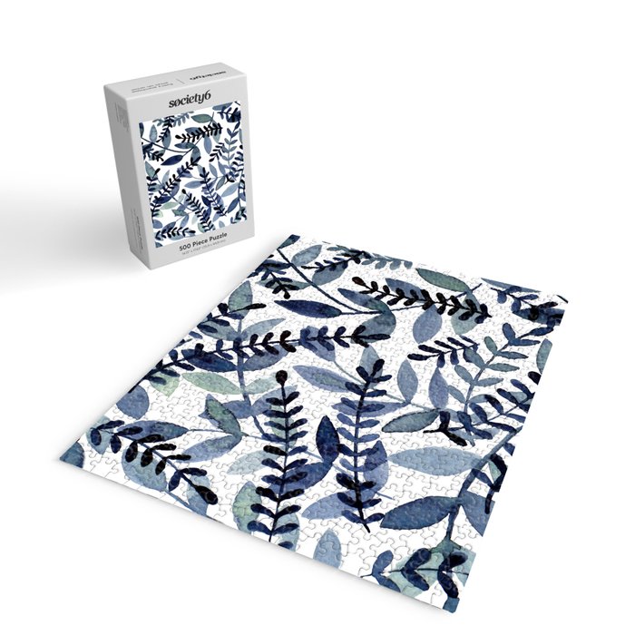 Watercolor branches - indigo Jigsaw Puzzle Gallery Image 2