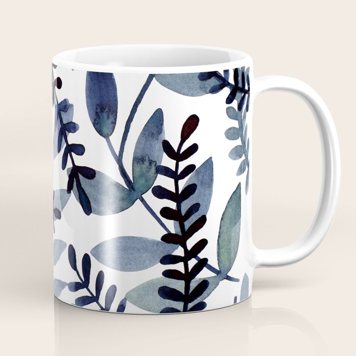 Watercolor branches - indigo Coffee Mug Gallery Image 1