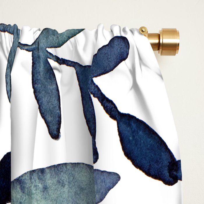 Watercolor branches - indigo Window Curtain Gallery Image 2