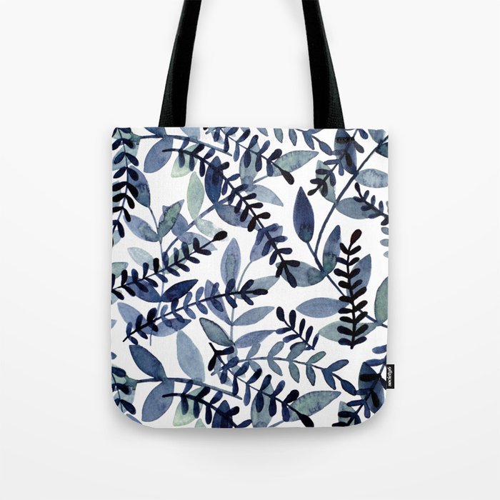 Watercolor branches - indigo Tote Bag Gallery Image 1