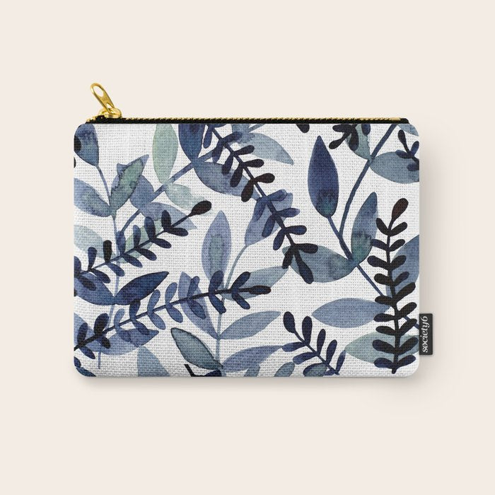 Watercolor branches - indigo Carry All Pouch Gallery Image 1