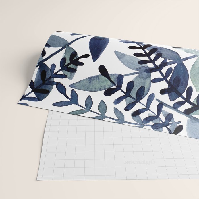 Watercolor branches - indigo Wrapping Paper Gallery Image 2