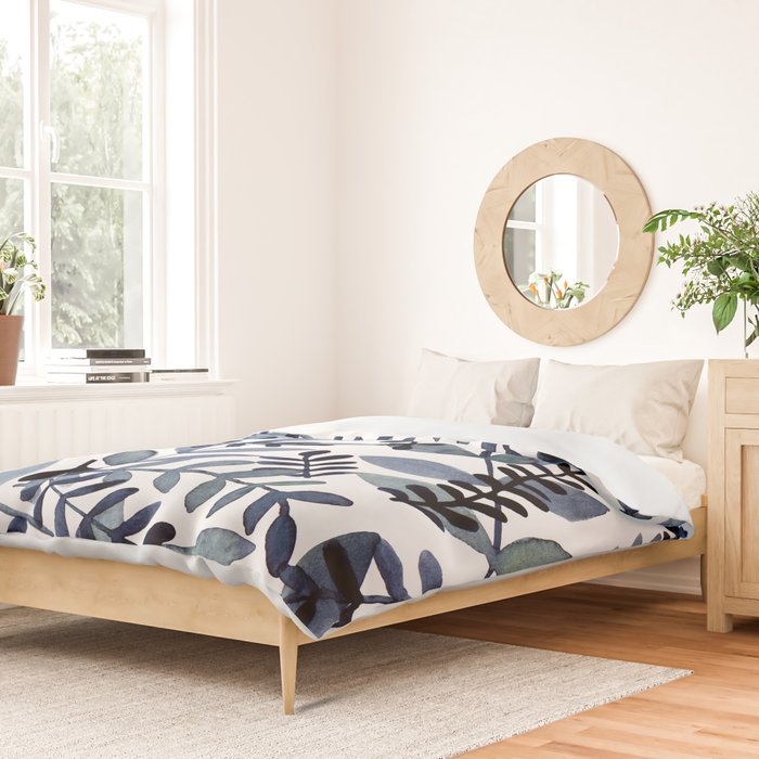 Watercolor branches - indigo Duvet Cover Gallery Image 2