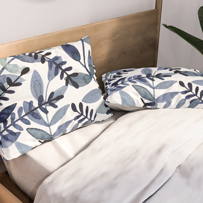 Watercolor branches - indigo Pillow Sham Gallery Image 2