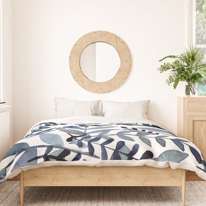 Watercolor branches - indigo Duvet Cover Gallery Image 3