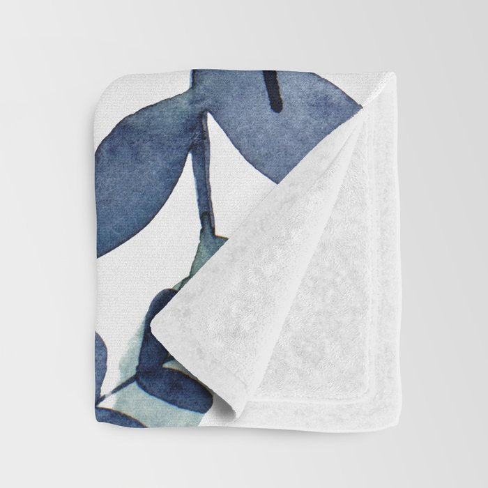 Watercolor branches - indigo Throw Blanket Gallery Image 3