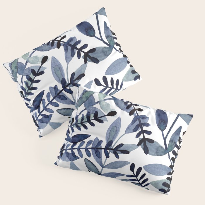 Watercolor branches - indigo Pillow Sham Gallery Image 3
