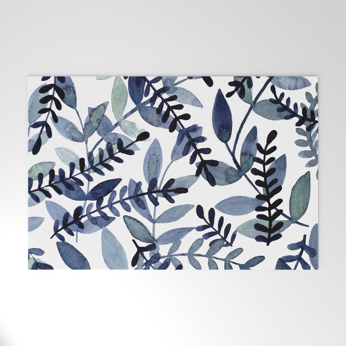 Watercolor branches - indigo Welcome Mat Gallery Image 1