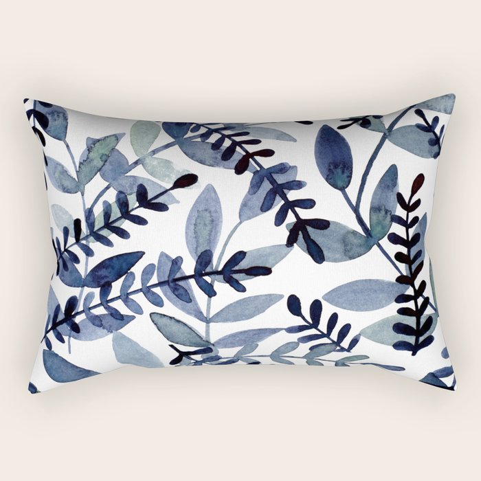 Watercolor branches - indigo Rectangular Pillow Gallery Image 1