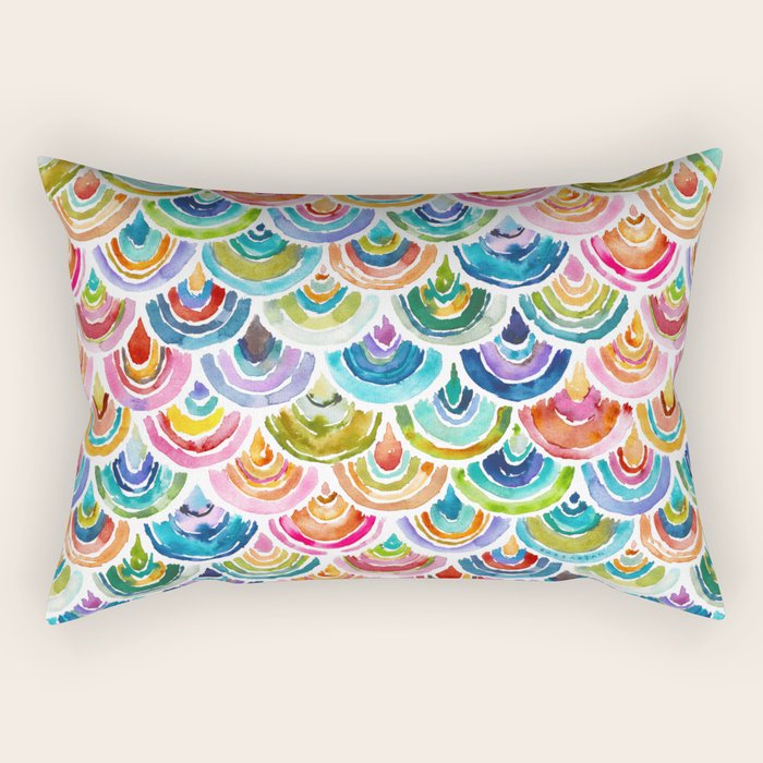 STRANGEBOW Rainbow Bold Colorful Scallop Rectangular Pillow Gallery Image 2