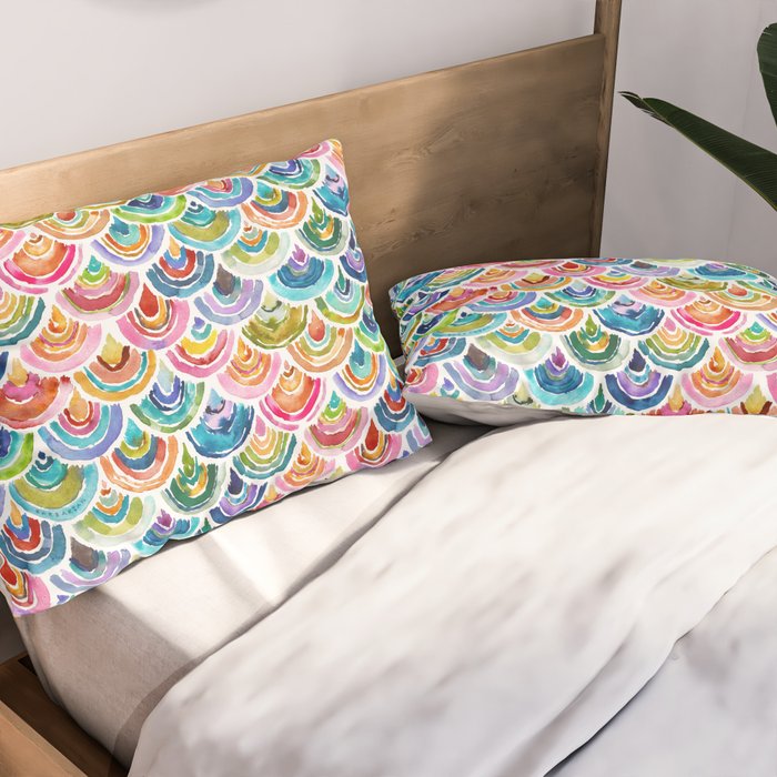 STRANGEBOW Rainbow Bold Colorful Scallop Pillow Sham Gallery Image 2