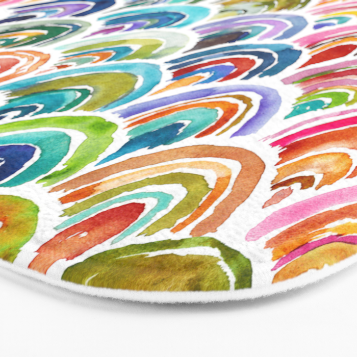 STRANGEBOW Rainbow Bold Colorful Scallop Bath Mat Gallery Image 3