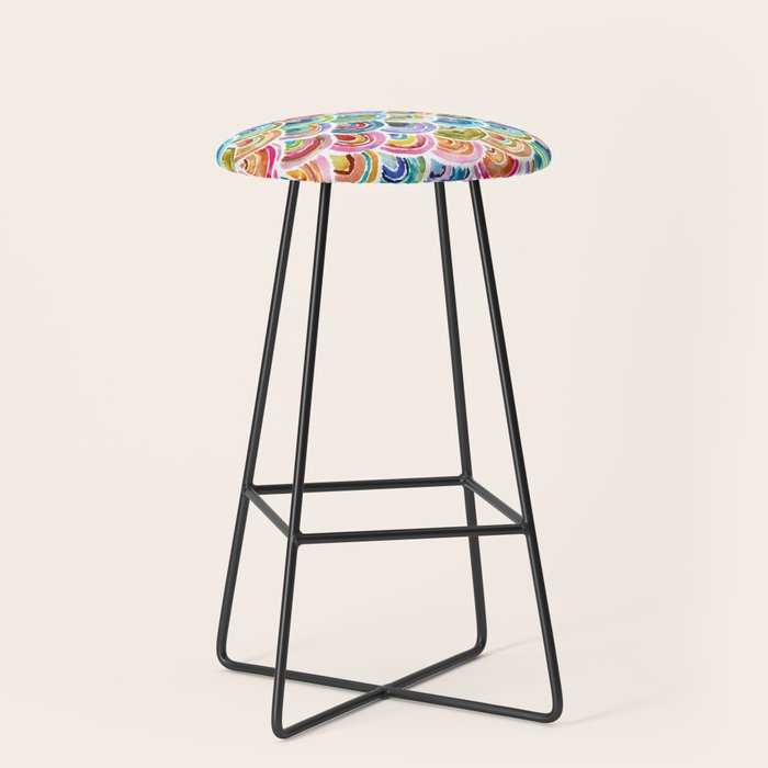 STRANGEBOW Rainbow Bold Colorful Scallop Stool Gallery Image 1