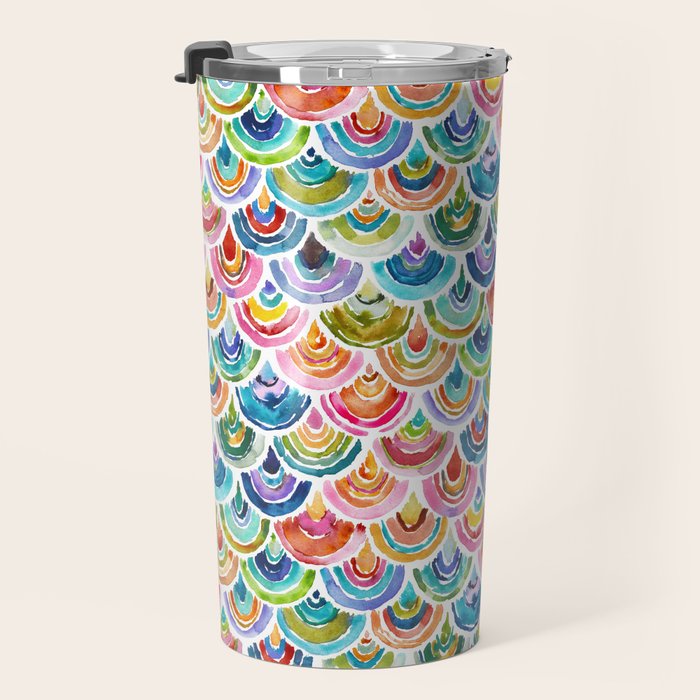 STRANGEBOW Rainbow Bold Colorful Scallop Travel Mug Gallery Image 3