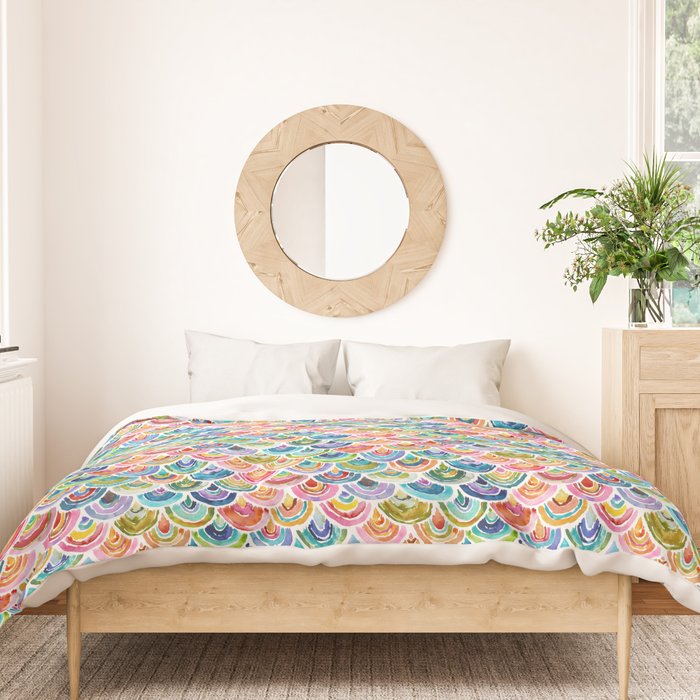 STRANGEBOW Rainbow Bold Colorful Scallop Duvet Cover Gallery Image 3