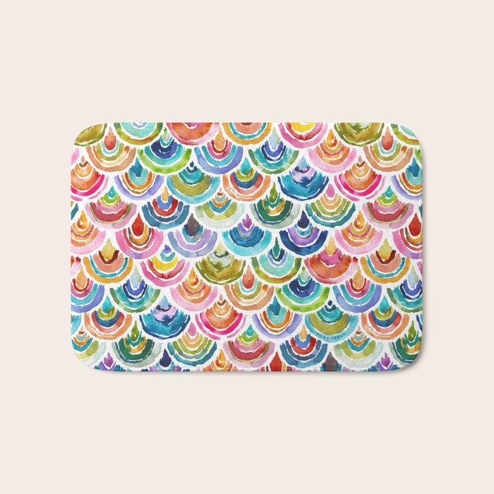 STRANGEBOW Rainbow Bold Colorful Scallop Bath Mat Gallery Image 1