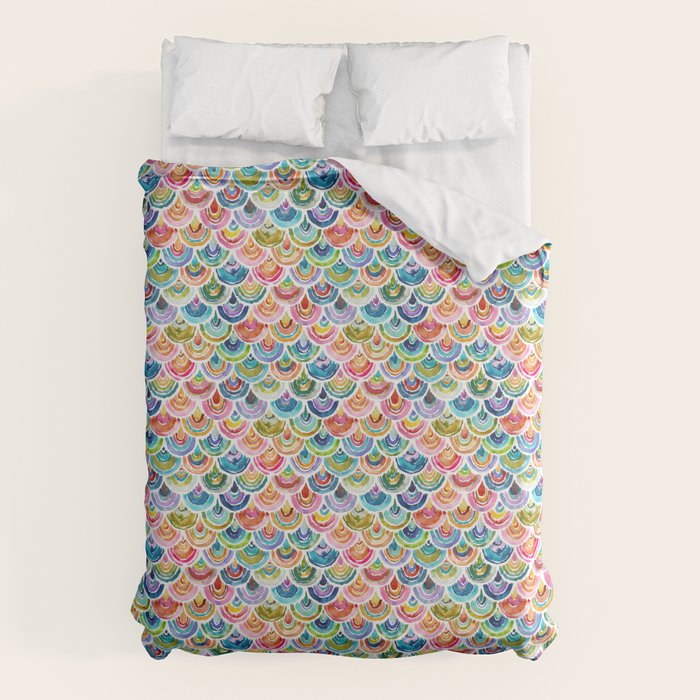 STRANGEBOW Rainbow Bold Colorful Scallop Duvet Cover Gallery Image 6