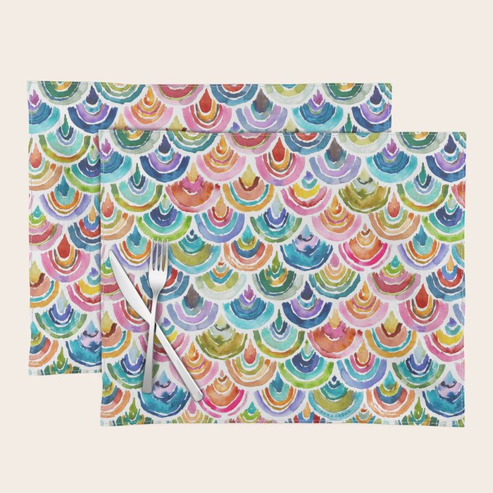 STRANGEBOW Rainbow Bold Colorful Scallop Placemat Gallery Image 1