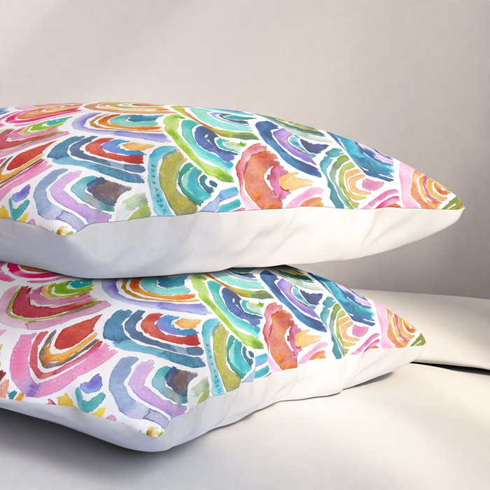 STRANGEBOW Rainbow Bold Colorful Scallop Pillow Sham Gallery Image 3