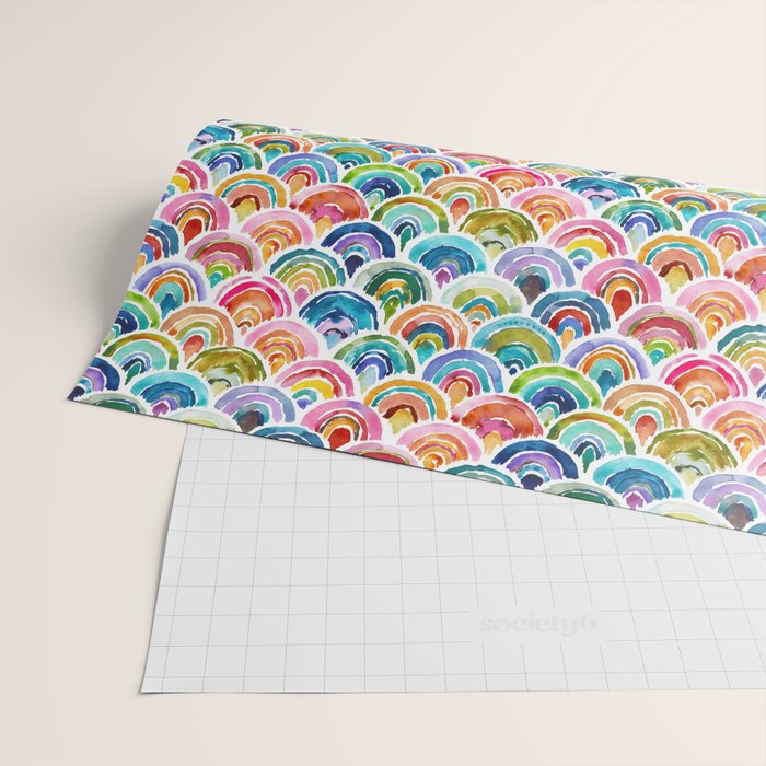 STRANGEBOW Rainbow Bold Colorful Scallop Wrapping Paper Gallery Image 2