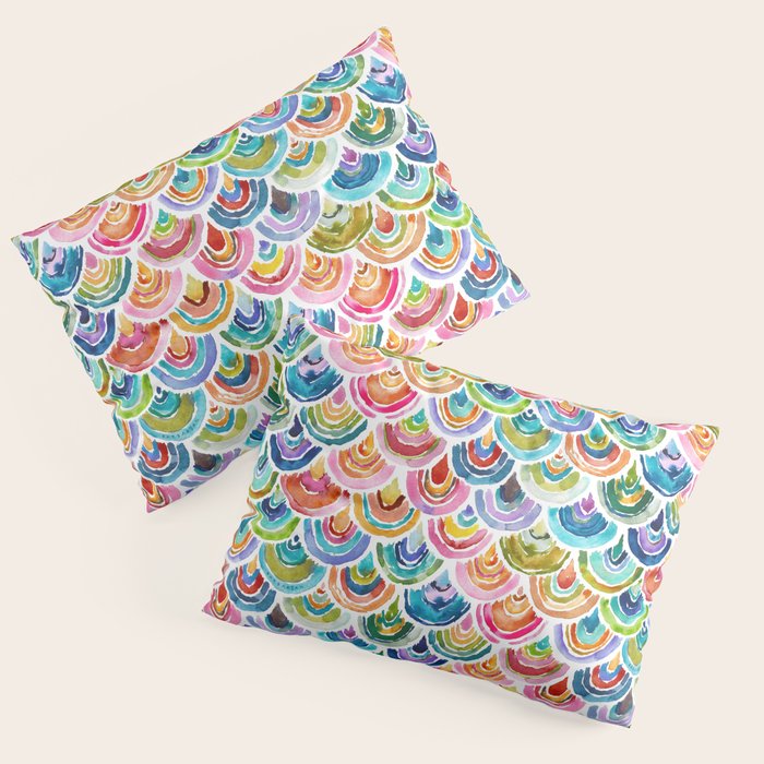 STRANGEBOW Rainbow Bold Colorful Scallop Pillow Sham Gallery Image 3