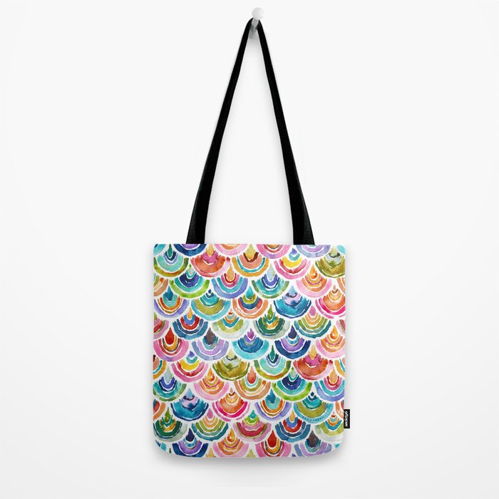 STRANGEBOW Rainbow Bold Colorful Scallop Tote Bag Gallery Image 2