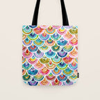 STRANGEBOW Rainbow Bold Colorful Scallop Tote Bag Gallery Image 1