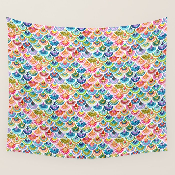 STRANGEBOW Rainbow Bold Colorful Scallop Wall Tapestry Gallery Image 4